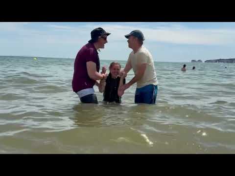 Beach baptism, Dorset