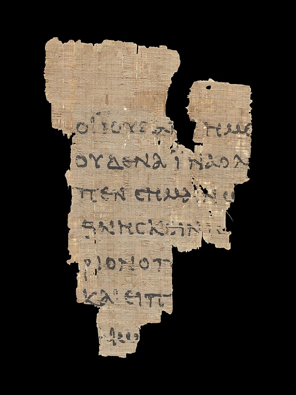 Papyrus 52 — a small fragment of John's Gospel with Greek lettering