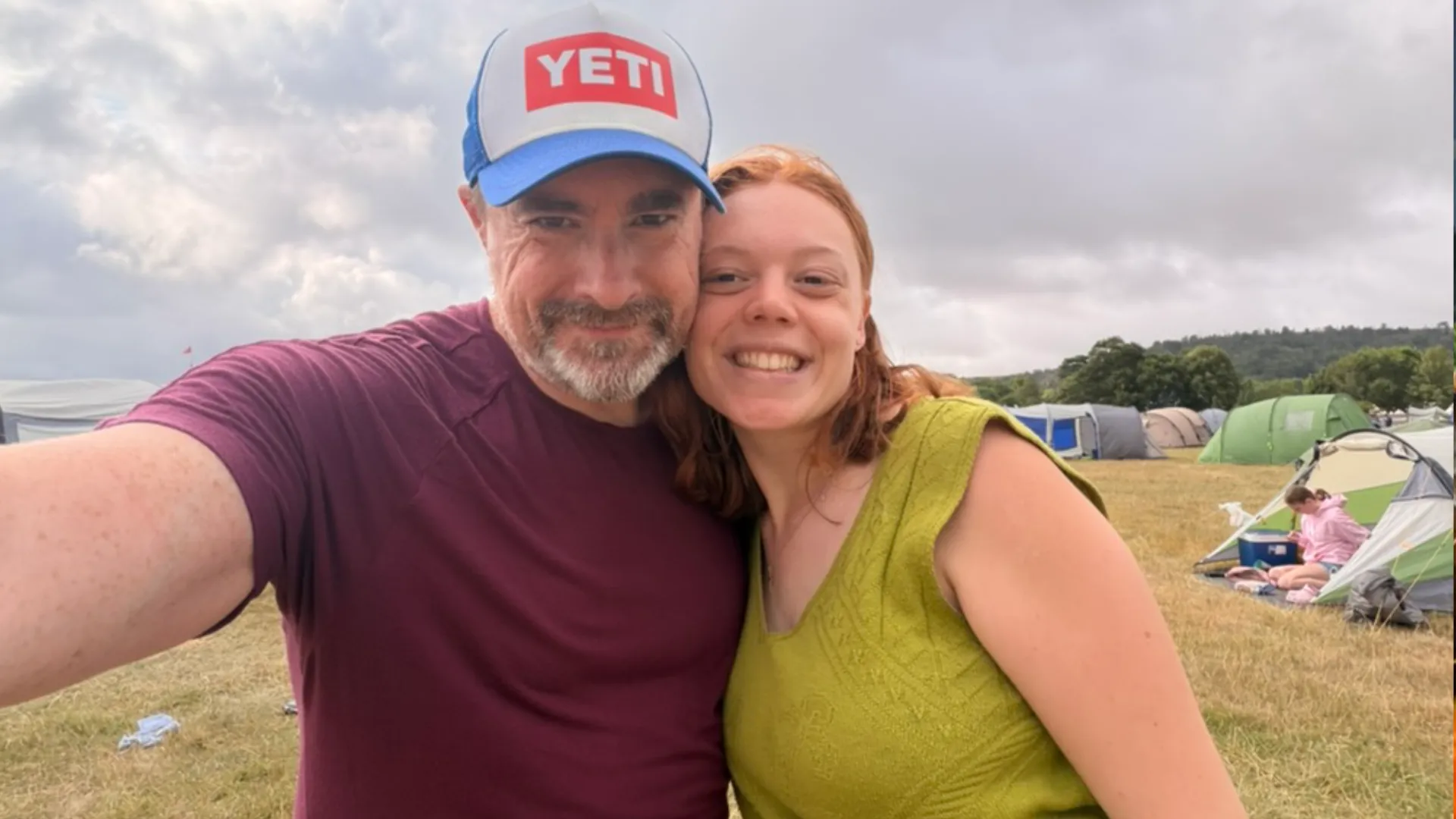 Matt and his goddaughter Hannah taking a selfie together on the Wildfires campsite